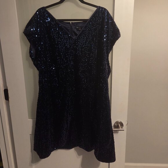 Mynt 1792 Navy Blue Sequin Dress Plus Size 3X + Cocktail Party Holiday Dress - Picture 1 of 4